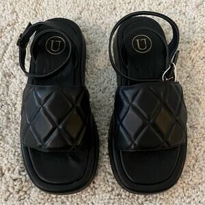 Lavorazione Artigiana Black Slides Ankle Strap Sandals Size 37